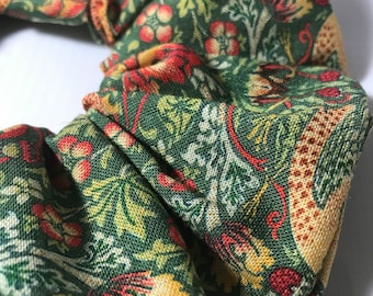 Handmade Hair Scrunchie 100% Cotton William Morris Sage Strawberry Thief Print