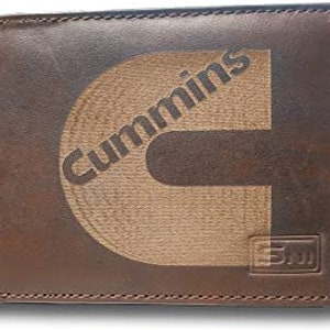 Cummins Diesel,Men's RFID BLOCKING  Genuine Cowhide Leather Laser Engraved Slimfold Credit Card Holder Organizer A Perfect Christmas Gift