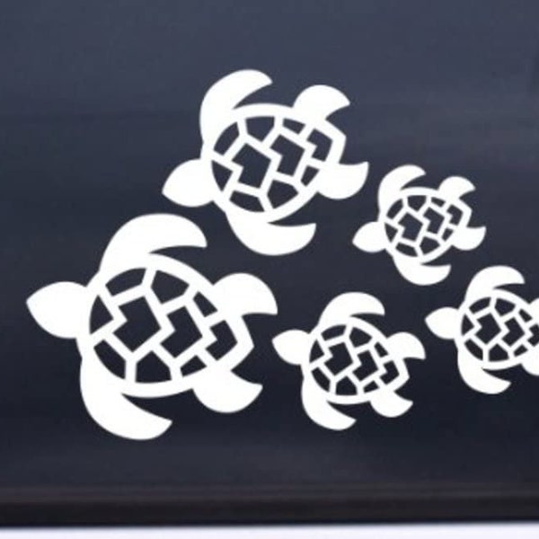 K&Y Turtle Family Decal, Turtles Swimming Decal, Car, Truck, Wall, Laptop, Windows, SUV | 7 X 4.8 in (2Pack)