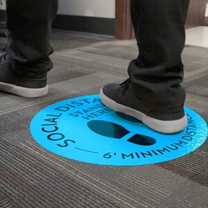 Social Distancing Floor Decals - 5 Pack Of 11" Round Anti-Slip Markers For Lines & Checkout Areas