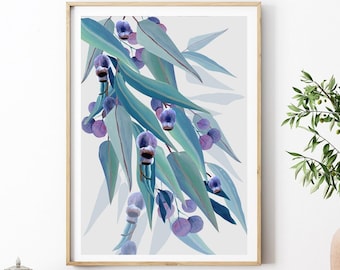 Impression numérique de feuille d'eucalyptus australien : oeuvre d'art inspirée de la nature pour téléchargement immédiat