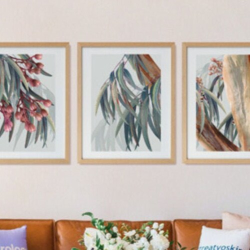 3 Piece Wall Art Australian Eucalyptus Gumleaf Wall Botanical Etsy