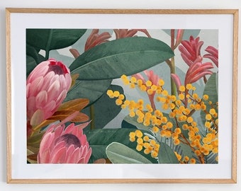 Australian Bush Scene Print: Native Flower Wall Art (Digital Download)