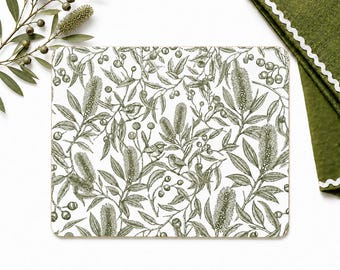 Set de table rectangulaire en eucalyptus, décoration botanique australienne