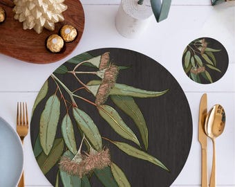Eucalyptus Leaf Placemats Set – Australian Nature Dining Decor