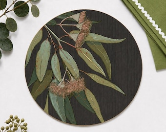 Ensemble de sets de table à motifs de feuilles d'eucalyptus – Décoration de table inspirée de la nature australienne
