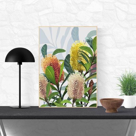 Nature Art Print Australian Banksiabotanicaloriginal Wall - Botanical Wall Art Australia Nature Art Print Australian Banksiabotanicaloriginal Wall - Botanical Wall Art Australia