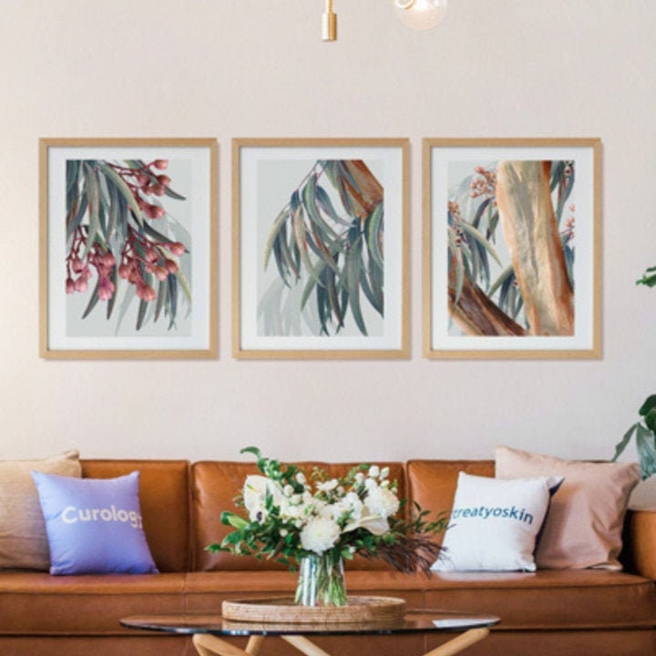 3 Piece Wall Art Australian Eucalyptus Gumleaf Wall Botanical Etsy