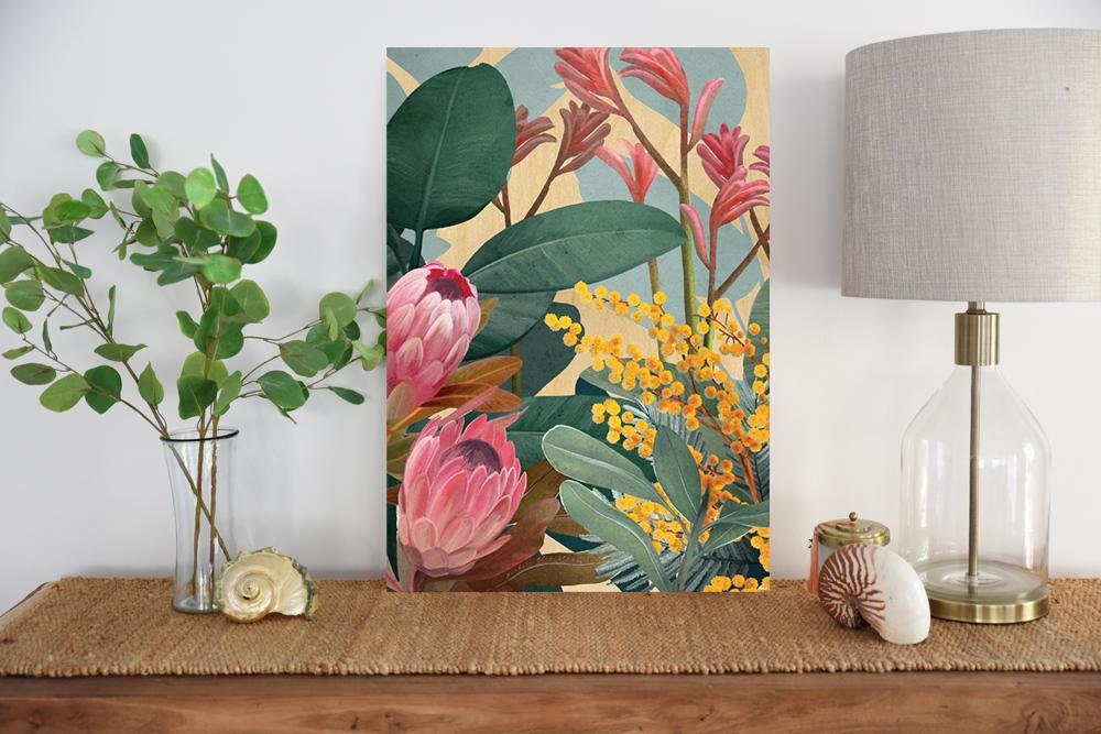 Wooden Wall Art Australian Bush SceneBotanical Print Etsy