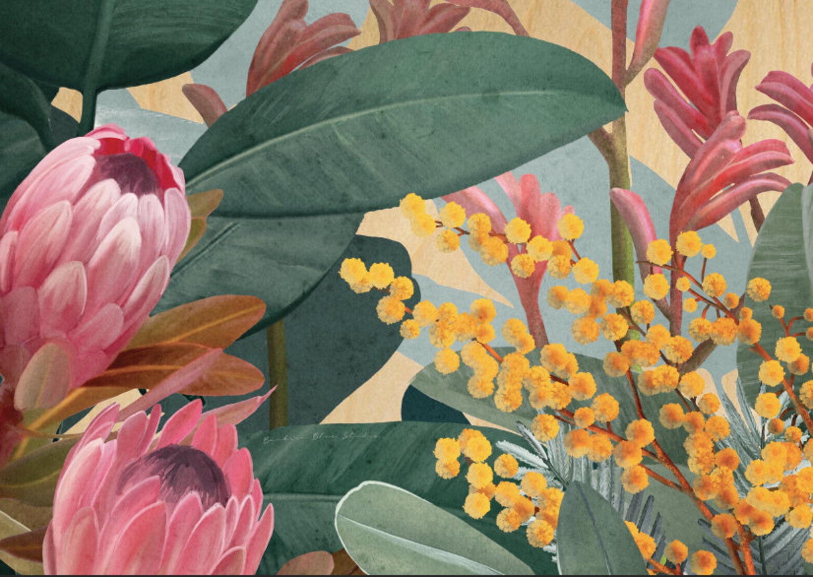 Wood Wall Art Australian Bush Scene Modern Wood Colorful Etsy