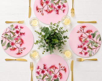 Lot de 4 sets de table eucalyptus fleurs sauvages