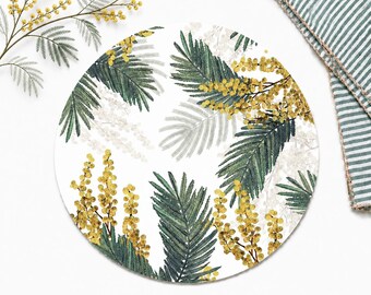 Set de table rond en acacia australien | Décoration de table à manger de cuisine botanique indigène fleurs sauvages fabriquée en Australie