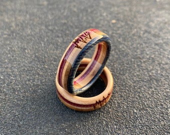 Skateboard ring , black, red and maple