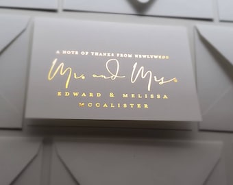 Foil Mr. and Mrs. Personalized Thank You Cards, Personalized Wedding Stationery