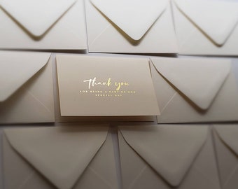 Gold Foil Thank You Cards, Ivory with Envelopes