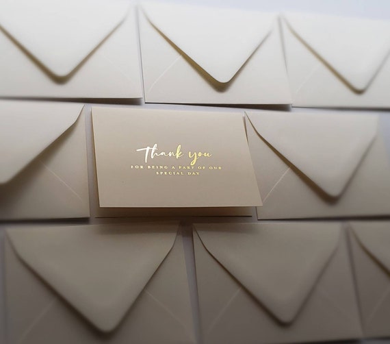 Gold Foil Folded Note Card Thank You Card With Envelopes Foil