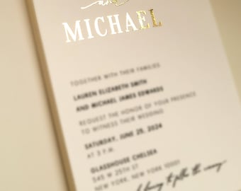 Simple Gold Foil Wedding Invitation Set, Elegant for formal and informal events