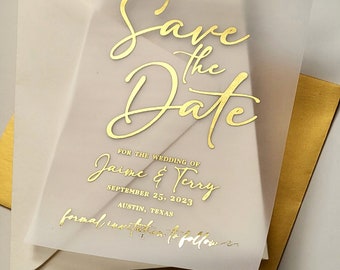 Vellum Wedding Save the Date; Simple Save the date; Foil Save the date; 4x6; 5x7