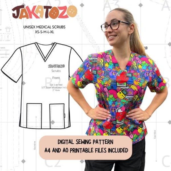 Uniseks scrubs DIGITAAL naaipatroon met YT-videotutorial