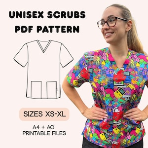 Unisex Scrubs DIGITAL Sewing Pattern with YT Video Tutorial