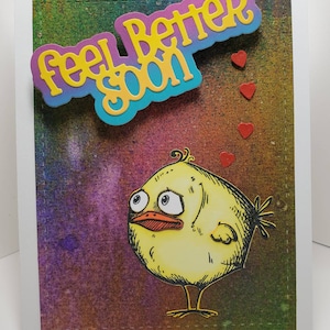 Feel Better Soon handmade get well card with whimsical bird