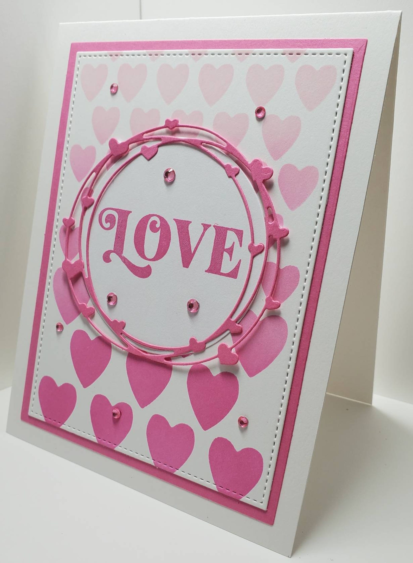 Pink Hearts and Love Valentine Card Handmade - Etsy