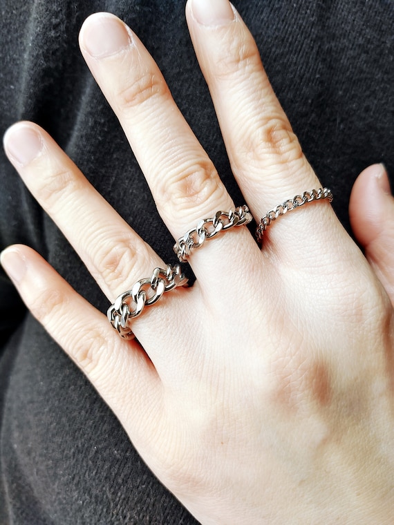 Silver cuban link ring deals