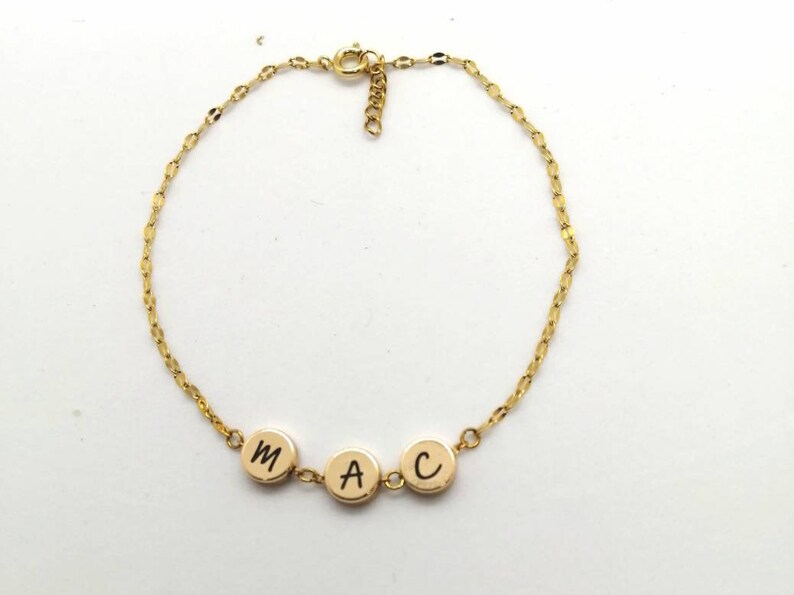 Gift For Mom Best Friend Jewelry Girlfriend Engraved Beaded Lip Shaped Chain Anklet Daughter Wife Gold Round Charm Initial Anklet