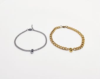 Men Curb Chain Number Charm Bracelet | Women Gold Silver Curb Chain Bracelet | Anniversary Holiday Gift for Him Her | No Tarnish Waterproof