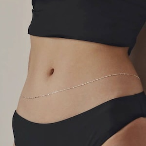 Shinny Gold Belly Waist Chain | Dainty Silver Thin Curb Chain | Non-Tarnish Waterproof | for Crop Top Bikini | Gift for Women