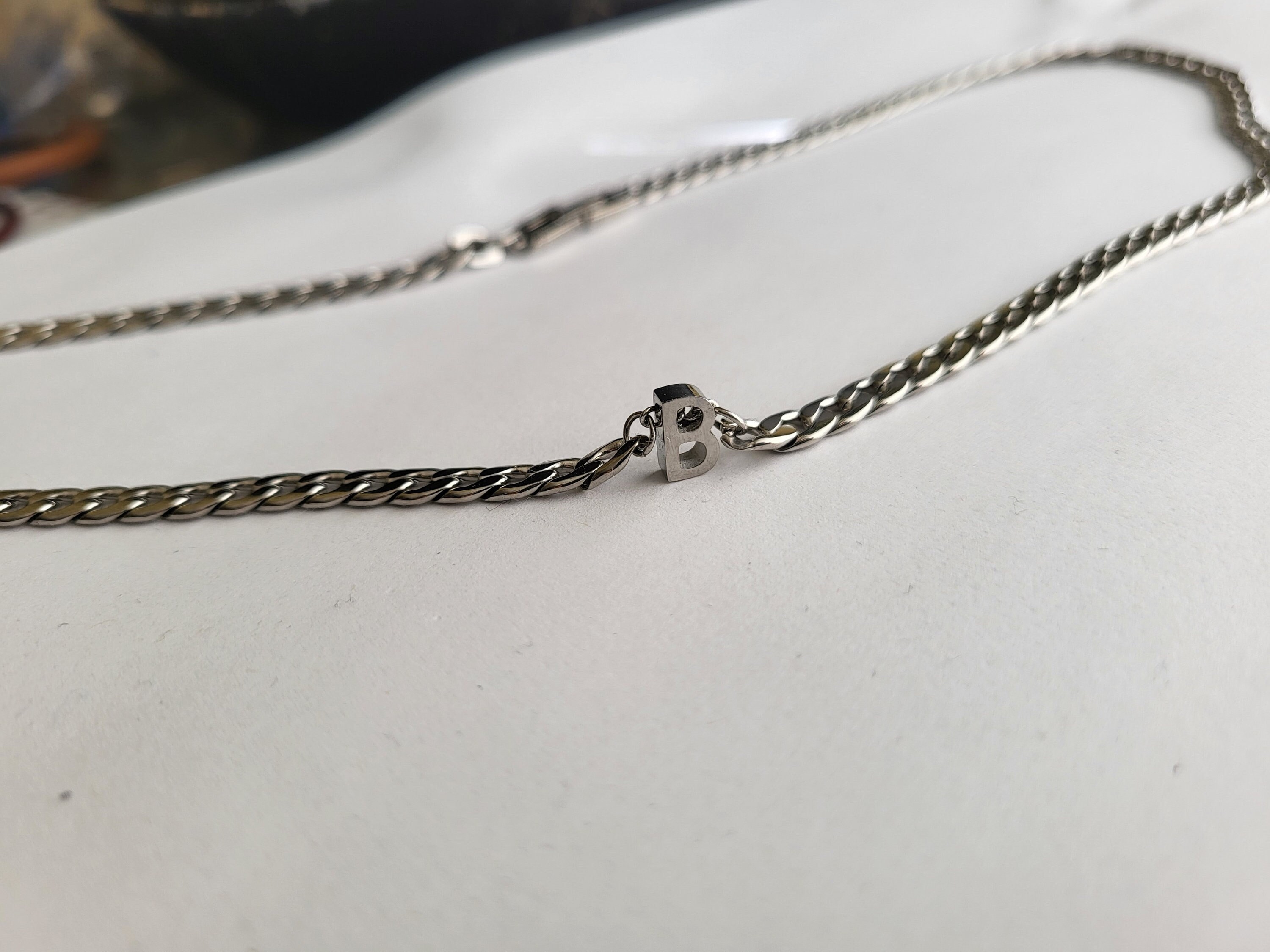Cuban Link Chain Initial Necklace for Men Silver Letter Necklace Anniversary Holiday Gift for Husband Boyfriend Brother Son