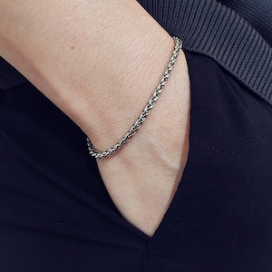 Personalized Silver Gold Stainless Steel Minimalist Bracelet with Engraved Tag | Customizable Charms | Stackable Adjustable Bracelet Gift