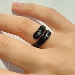 Custom Engraved Stainless Steel Ring for Men Women | Silver Black Minimalist Waterproof Band | Personalized Initials Date Jewelry Gift