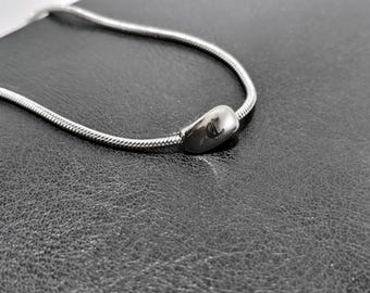 Men Women Mobius Pendant Initial Necklace | Stainless Steel Snake Chain | Initial Engraved Charm | Minimalist Jewelry Gift | Couple Necklace