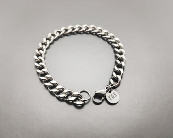 Personalized Men Initial Bracelet for Men | Thick Cuban Link Chain | Minimalist Chunky Chain Classic Style | Gift for Dad Husband Brother