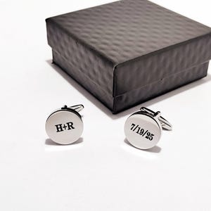 Personalized Handwriting Round Cuff Links | Gold Monogrammed Cufflinks with Initial | Wedding Gift | Gift for Husband Boyfriend