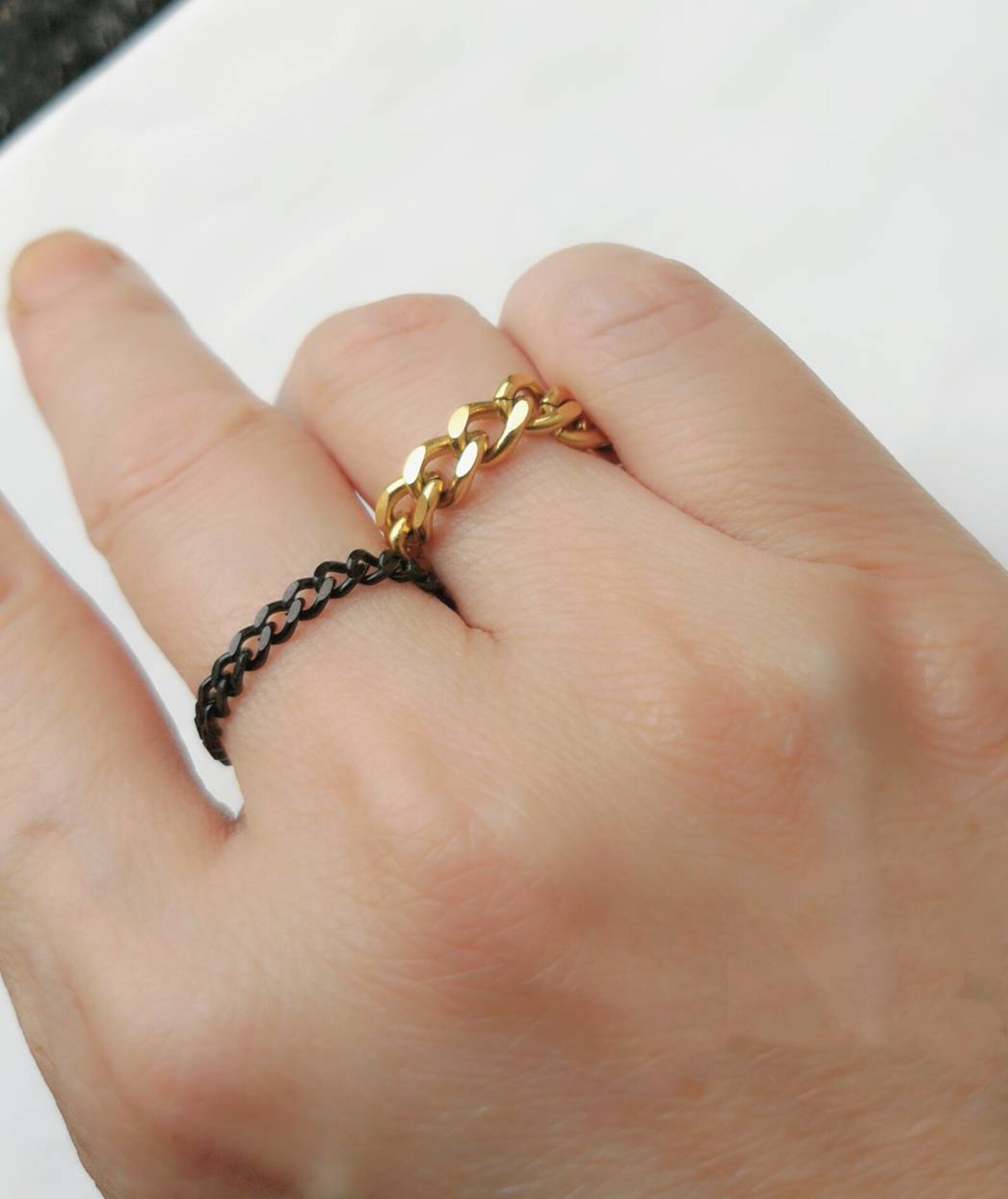 Thick Curb Chain Ring for Men Tarnish Free Chunky Chain Link | Etsy A Tarnished Ring On A Tarnished Chain
