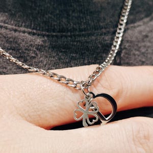 Men Women Initial Clover Necklace | Personalized Letter Charm | Four Leaf Clover Jewelry | Gold Silver Stainless Steel Good Luck Gift