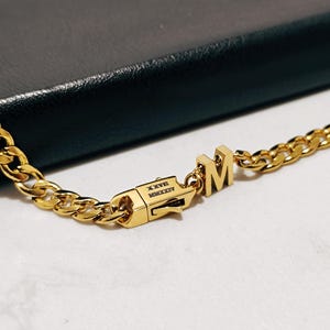 Custom Curb Chain Engraved Clasp Initial Necklace | Men Women Chunky Gold Cuban Link Chain | Waterproof No Tarnish Jewelry Gift for Him