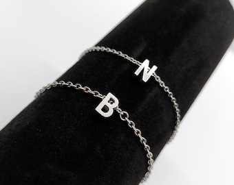 Personalizaed Initial Letter Bracelet for Women | Gold Silver 3D Letter Jewelry | Custom Name Bracelet | Heart Cross Moon Charm Bracelet