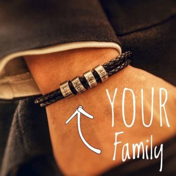 Personalized Men Bracelet With Family Names Etsy