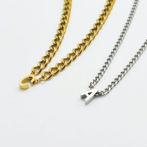 Collier initiale chaîne gourmette pour homme | Ras de cou épais doré argenté personnalisé pour femme | Cadeau fait main pour papa mari femme petit ami petite amie