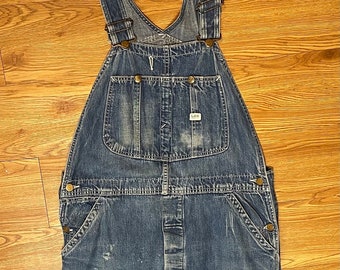 Vintage Antique 1950’s Lee Union Made Sanforized Jelt Denim Overalls 36 X 30 Donut Hole Buttons