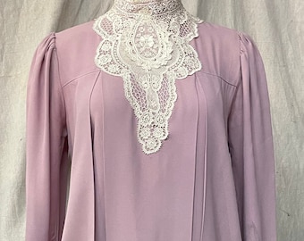 1980-tals Gunne Sax viktoriansk / prärie / cottagecore / romantisk klänning med sänkt midja, storlek XS