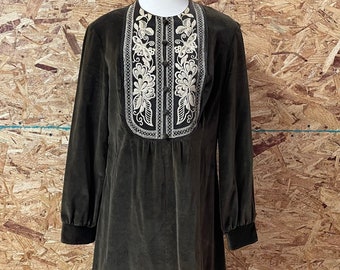 Velvet Maxi Foxiedox Velvet Dress Gorgeous 1970's Rag Dolls San Francisco  Brown Velvet Embroidered Maxi Dress Size S M