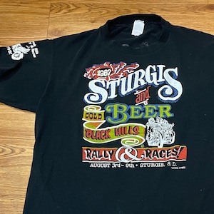 Vintage 1987 Sturgis Cold Beer Black Hills South Dakota Bike Rally & Races T-shirt Men&#39;s size M / L
