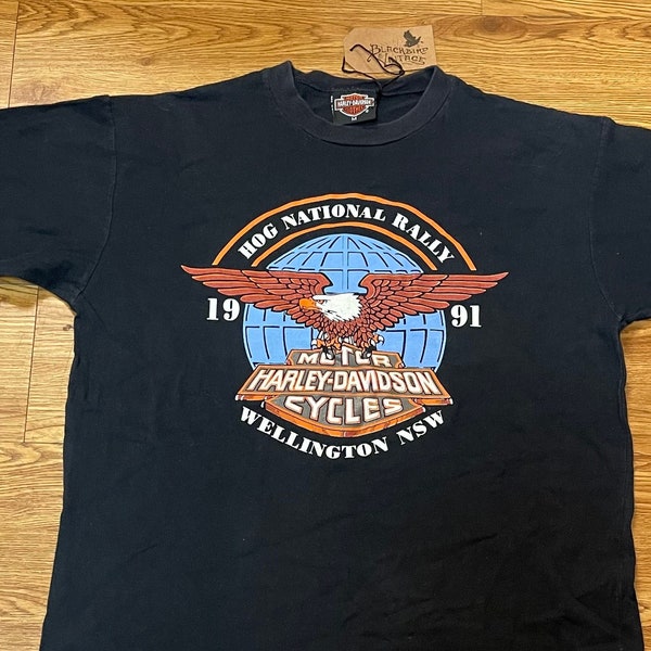 1991 Harley Davidson Australian Hog National Rally Vintage T-shirt  Size S - M