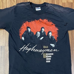 1990 Highwaymen Original Vintage Tour T-shirt sz M - L  Country Music legends Johnny Cash Willie Nelson Waylon Jennings Kris Kristofferson