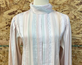 1980's 1970's Pastel Striped Relaxed Fit Silky Vintage