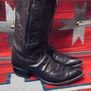 Tony Lama Black Label Vintage Broken-In  and Distressed Black Cowboy Western Boots Men’s size 8 / Ladies size 9.5